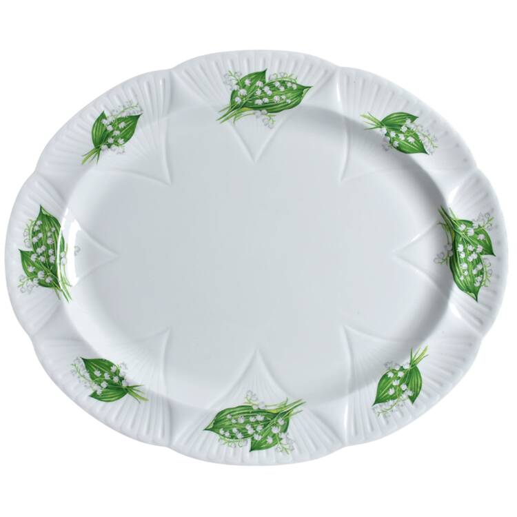Lily of The Valley (Green Trim, Dainty Shape) 17" Oval Serving Platter