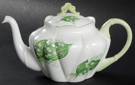 Lily of The Valley (Green Trim, Dainty Shape) Mini Teapot & Lid