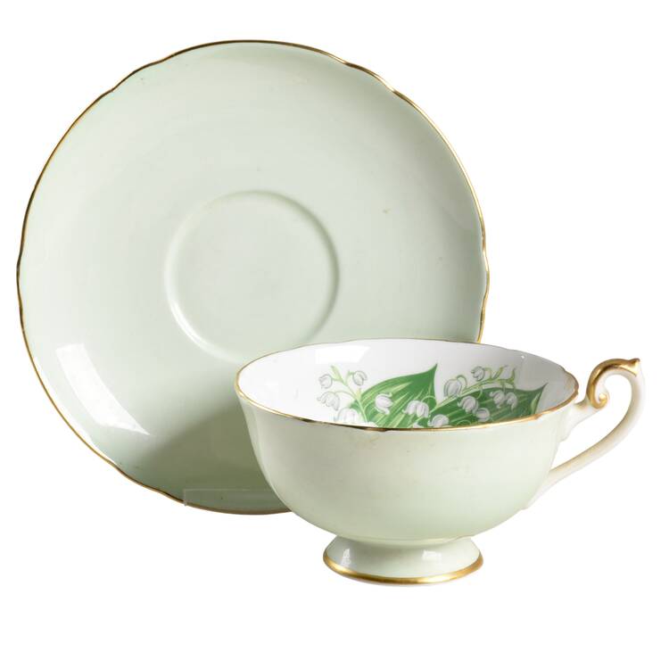 Lily of the Valley (Oleander, Gold Trim) Footed Cup & Saucer Set