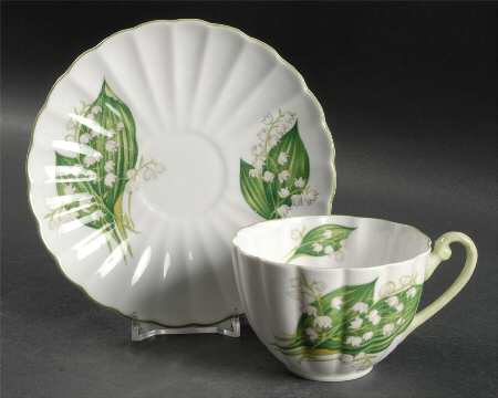 Lily of the Valley (#13822, Ribbed) Flat Cup & Saucer Set