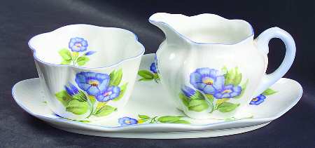Morning Glory Mini Creamer & Open Sugar with Tray