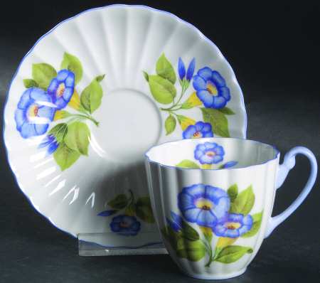 Morning Glory Flat Demitasse Cup & Saucer Set
