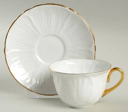 Oleander (Gold Trim) Flat Demitasse Cup & Saucer Set