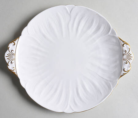 Oleander (Gold Trim) Handled Cake Plate