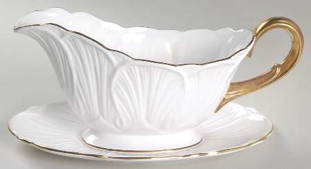 Oleander (Gold Trim) Gravy Boat & Underplate