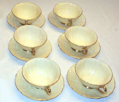 Oleander (Gold Trim) Footed Cup & Saucer Set