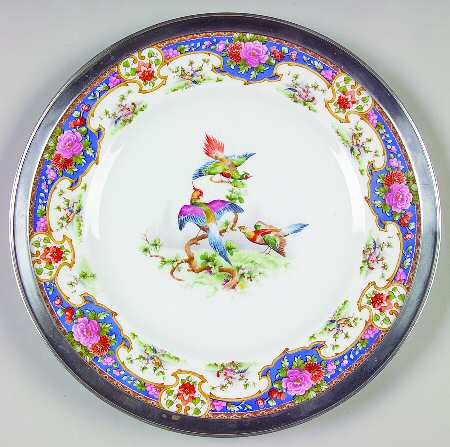 Old Sevres Sterling Rim Dinner Plate
