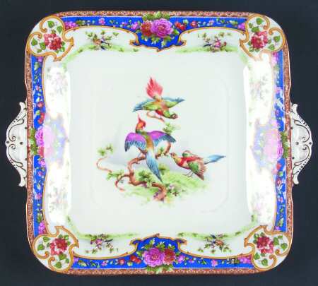 Old Sevres Square Handled Cake Plate