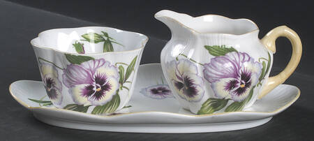 Pansy (Dainty Shape) Mini Creamer & Open Sugar with Tray