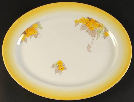 Phlox (Yellow Rim) 16" Oval Serving Platter