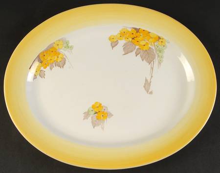 Phlox (Yellow Rim) 14" Oval Serving Platter