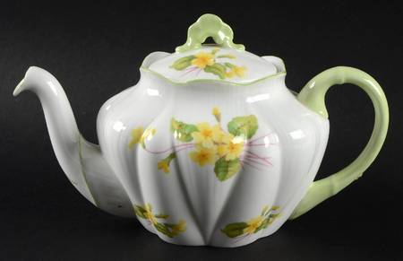Primrose (Dainty Shape, Green Trim) Mini Teapot & Lid