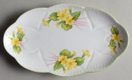 Primrose (Dainty Shape, Green Trim) Tray for Individual Creamer & Open Sugar