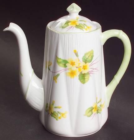 Primrose (Dainty Shape, Green Trim) Mini Coffee Pot & Lid
