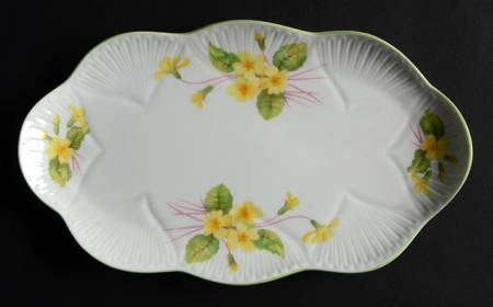 Primrose (Dainty Shape, Green Trim) Tray for Mini Creamer & Open Sugar