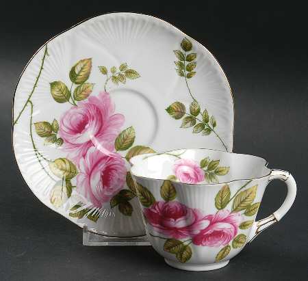 Rambler Rose (Dainty) Flat Cup & Saucer Set by Shelley