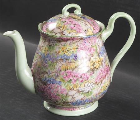 Rock Garden (Green Trim) Teapot & Lid