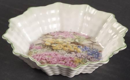 Rock Garden (Green Trim) Round Sweet Meat Dish
