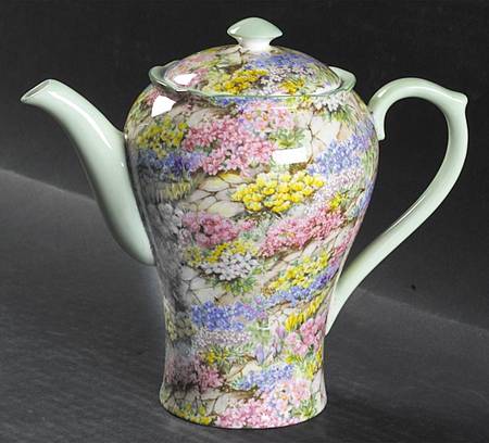 Rock Garden (Green Trim) Coffee Pot & Lid