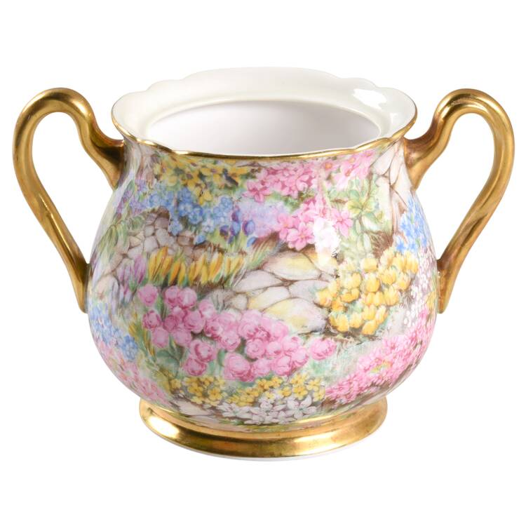 Rock Garden (Gold Trim) Sugar Bowl No Lid