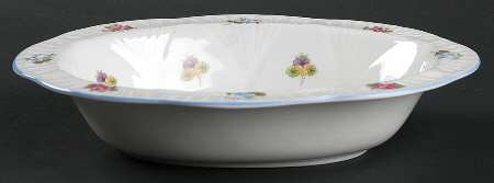 Rose, Pansy, Forget Me Not 9" Oval Vegetable Bowl