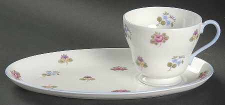 Rose, Pansy, Forget Me Not Snack Plate & Cup Set