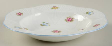 Rose, Pansy, Forget Me Not Rim Soup Bowl