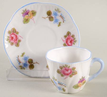 Rose, Pansy, Forget Me Not Flat Toy Cup and Saucer Set