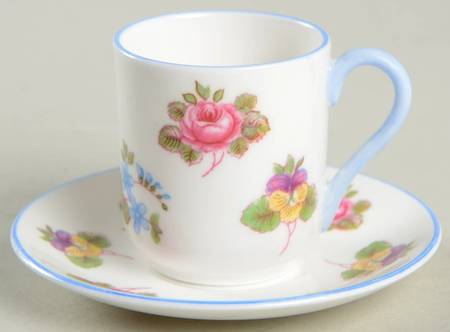 Rose, Pansy, Forget Me Not Flat Toy Cup and Saucer Set