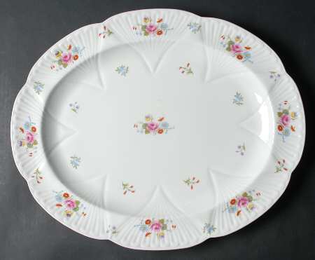 Rose & Red Daisy (Dainty) 16" Oval Serving Platter