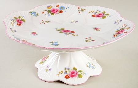 Rose & Red Daisy (Dainty) 8" Diameter Pedestal Cake Stand