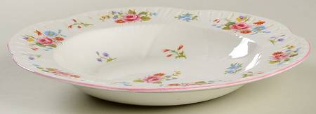 Rose & Red Daisy (Dainty) Large Rim Soup Bowl