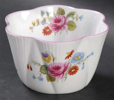 Rose & Red Daisy (Fluted) Mini Open Sugar Bowl