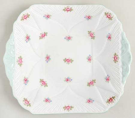 Rosebud (Dainty Shape) Square Handled Cake Plate