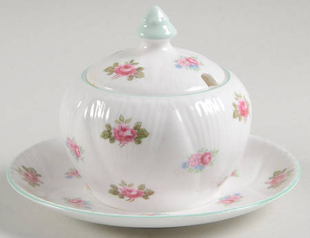 Rosebud (Dainty Shape) Mustard & Lid with Underplate