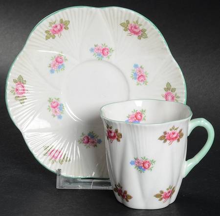 Rosebud (Dainty Shape) Flat Demitasse Cup & Saucer Set