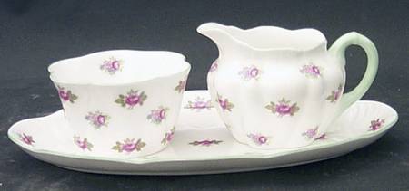 Rosebud (Dainty Shape) Mini Creamer & Open Sugar with Tray