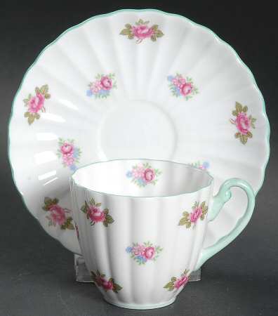 Rosebud (Fluted) Flat Demitasse Cup & Saucer Set