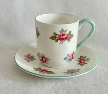 Rosebud (Smooth Edge) Flat Demitasse Cup & Saucer Set