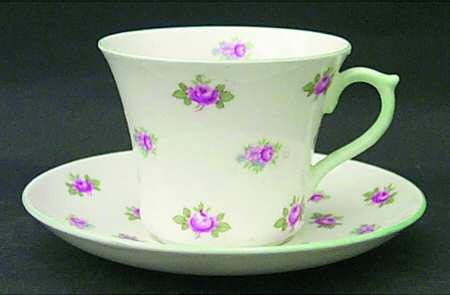 Rosebud (Smooth Edge) Flat Cup & Saucer Set