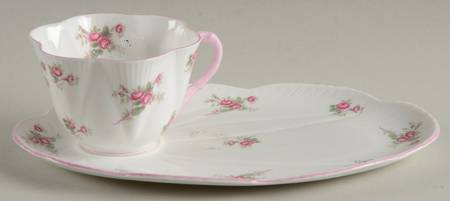 Bridal Rose (Dainty Shape) Snack Plate & Regular Flat Cup