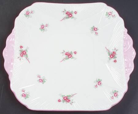 Bridal Rose (Dainty Shape) Square Handled Cake Plate