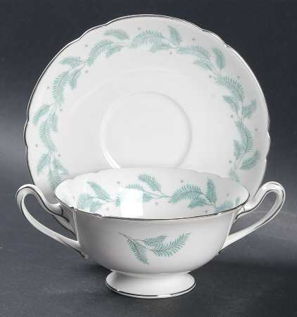 Serenity Footed Cream Soup Bowl & Saucer Set