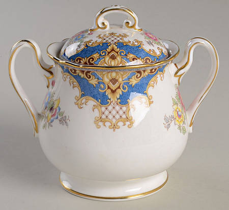 Sheraton Blue (Scalloped) Sugar Bowl & Lid