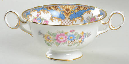 Sheraton Blue (Scalloped) Footed Cream Soup Bowl