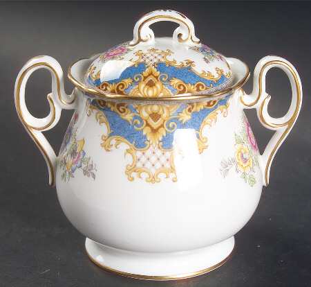 Sheraton Blue (Scalloped) Sugar Bowl & Lid