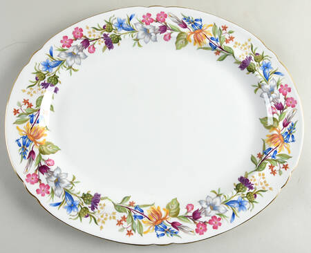 Spring Bouquet (Gainsborough, Scalloped) 16" Oval Serving Platter by Shelley