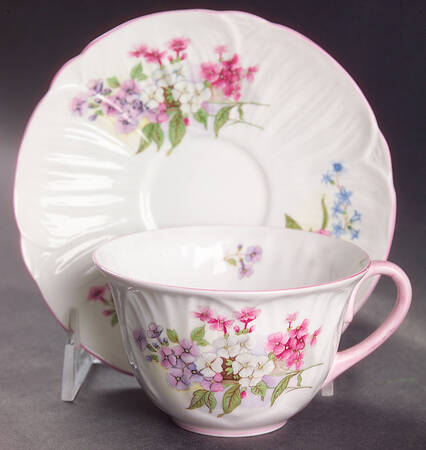 Stocks Pink (Oleander Shape) Flat Cup & Saucer Set