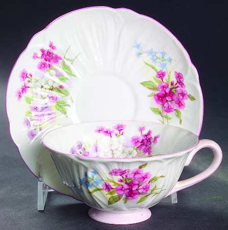 Stocks Pink (Oleander Shape) Footed Cup & Saucer Set