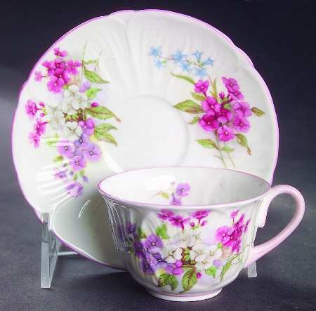 Stocks Pink (Oleander Shape) Flat Demitasse Cup & Saucer Set